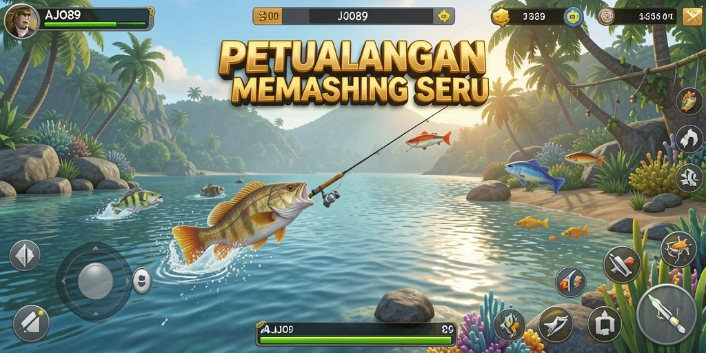 Gameplay AJO89 menampilkan pengalaman memancing yang seru dan menantang.