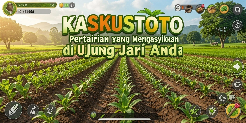 Gambar menampilkan pemain yang sedang bertani dengan alat modern di ladang.