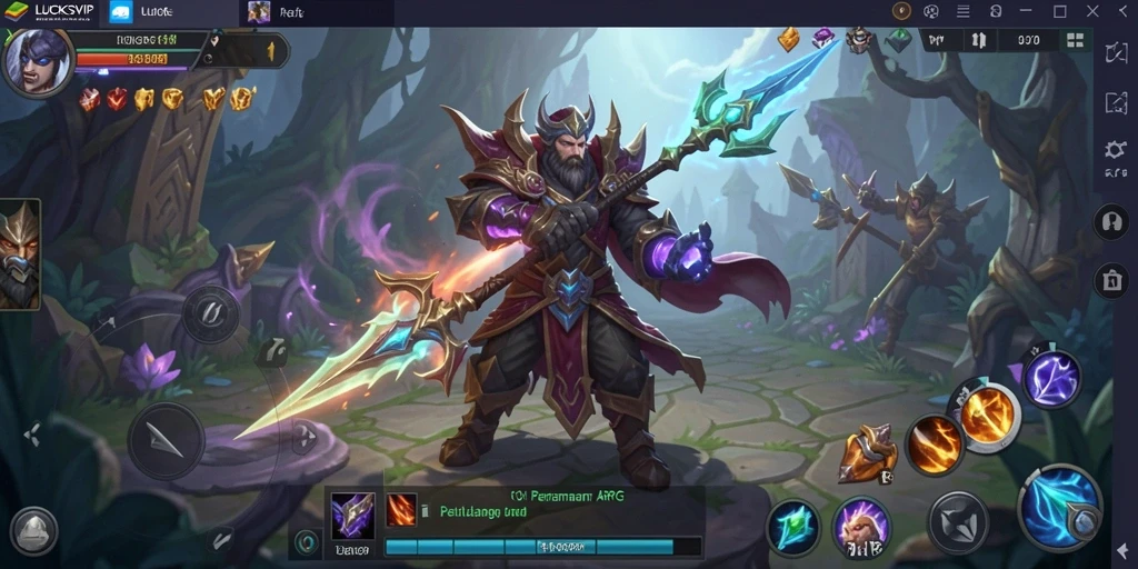 Screenshot LUCKSVIP menampilkan pertarungan karakter dalam dunia petualangan ARPG.