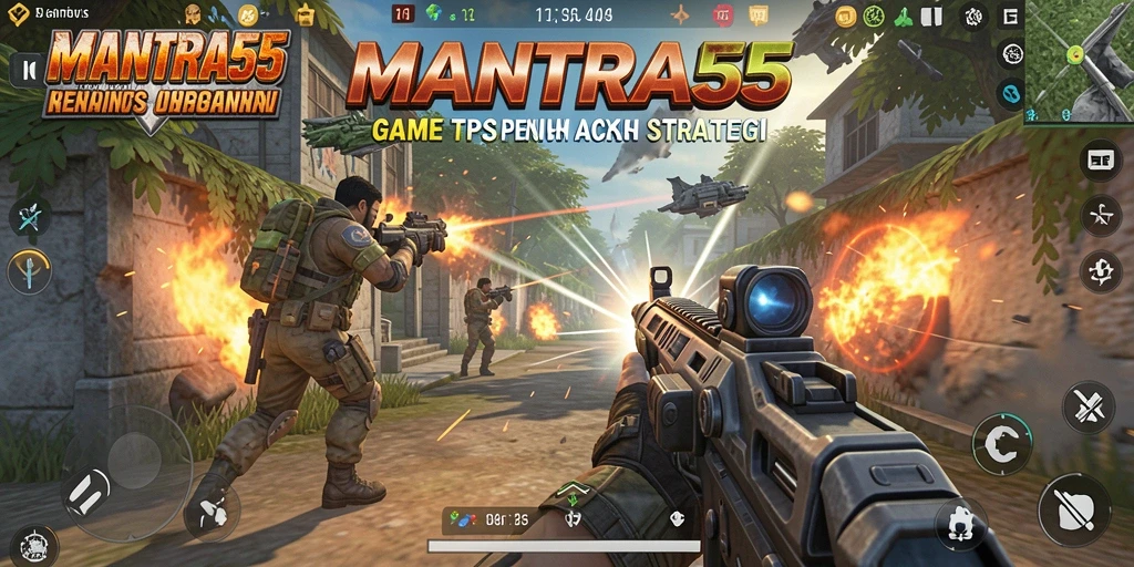 Gameplay seru di MANTRA55 dengan aksi tembak-menembak yang intens.