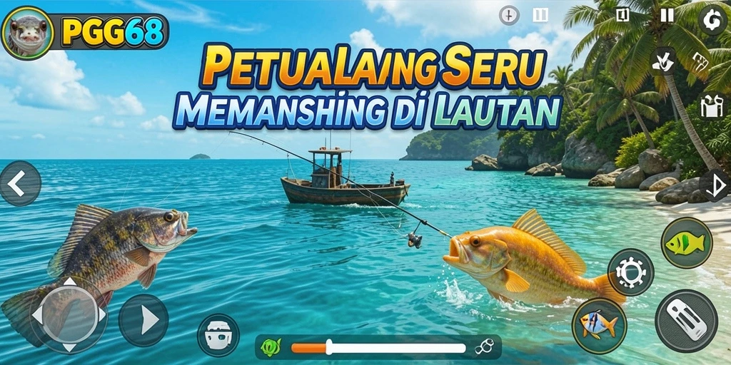 Tampilan gameplay PGG68 dengan pengalaman memancing yang seru.