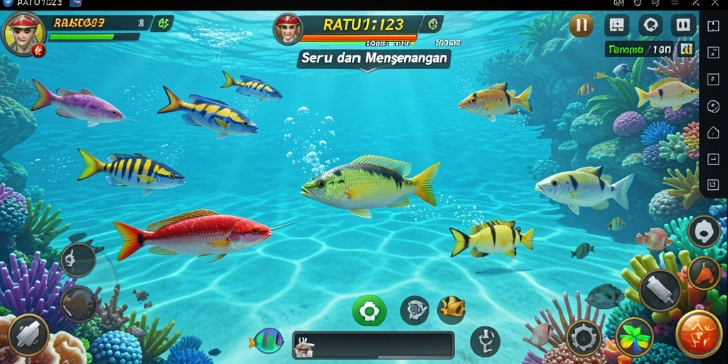 Tampilan gameplay seru dalam RATU123 saat menembak ikan.