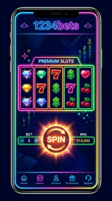 Tampilan utama aplikasi 1234bets dengan desain intuitif.