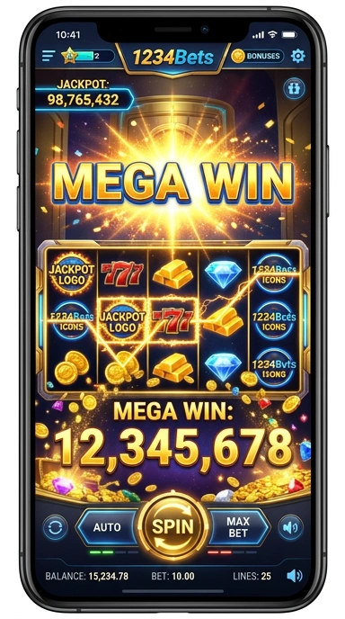 Menu navigasi yang sederhana di aplikasi 1234bets.